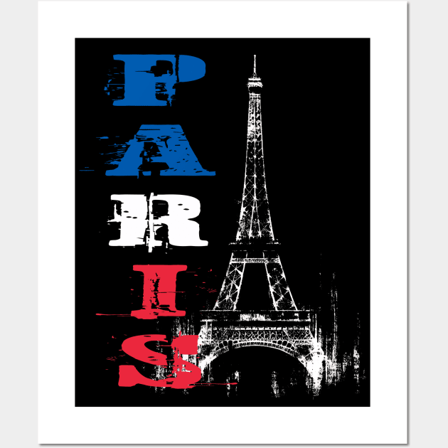 Eiffel Tower Grunge Silhouette Wall Art by MetalByte